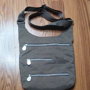 Brown Crossbody Bag with Silver Accents